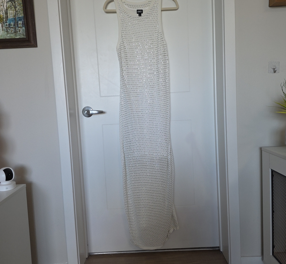 INC International Concepts Cream Sleeveless Maxi Dress